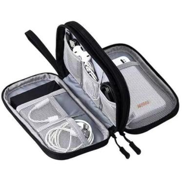 Imagem de Generic Bolsa Organizadora De Cabos, Estojo Para Transporte Acessórios Eletrônicos Viagem, Portátil Armazenamento Carregador, Telefone, Carregador Portátil, Fone Ouvido, Preto