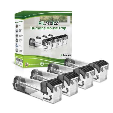 Imagem de Filpestco Conjunto De 4 Ratoeiras Reutilizáveis, Captura E Soltura, Tunnel Motel, Para Controle Pragas Em Ambientes Internos Externos