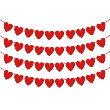 Imagem de Peclek 40 Peças Guirlanda De Corações Feltro Vermelho Para Decoração Dia Dos Namorados - Sem Necessidade Fazer Você Mesmo Amor Pendurar Suprimentos Festa Aniversário Casamento