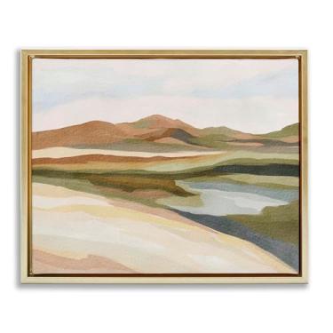 Imagem de Stupell Industries Paisagem Southwestern Land Scenery Gold Floater Canvas Wall Art Design por Nikita Jariwala, 89 x 63 cm