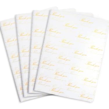 Imagem de MR FIVE 100 Folhas De Papel Seda Branco Com Dourado, 20" X 14", Dourado Para Embalagens E Sacolas Presente, Pequenas Empresas
