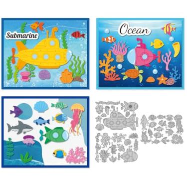 Imagem de DELORIGIN Matrizes de corte submarino para fazer cartões, matrizes de moldura, estênceis de borda de corte de aço carbono, modelo de álbum de recortes, gravação em relevo para artesanato em papel faça