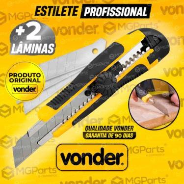 Imagem de Kit Estilete Vonder Profissional + 12 Lâminas Emborrachado Com Trava 1