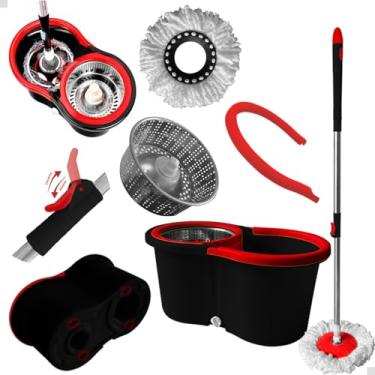 Imagem de Mop Giratorio Multiuso Spin 360 com 2 Refis de Esfregão Microfibra Limpeza e Balde com Cesto Inox Cor Sortida