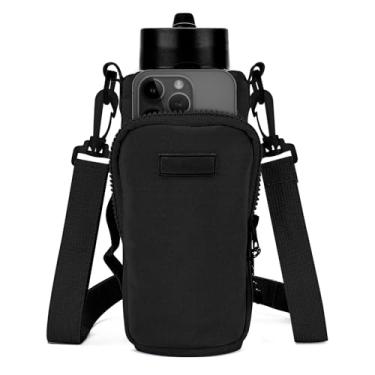 Imagem de Linkidea Suporte Para Garrafa De Água Com Alça, Compatível Yeti Rambler 18 Oz/26 Oz, Owala Freesip 24 Oz/32 Bolsa Tiracolo Água, Bolso Ombro Celular (Preto)