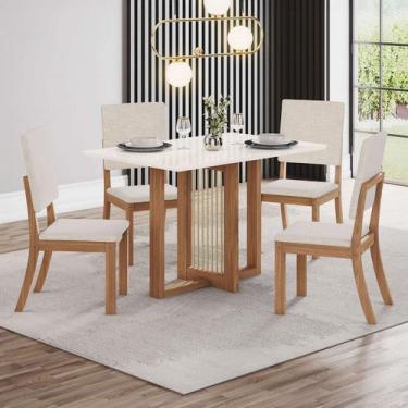Imagem de Mesa de Jantar 4 Lugares Valentina Milla Nature/Off White/Linho - Pnr 
