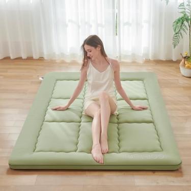 Imagem de Colchão Queen japonês sem capa lavável, colchão futon japonês dobrável para chão, cama, colchão para dormir, colchão de tatame, colchão dobrável japonês verde A, Queen