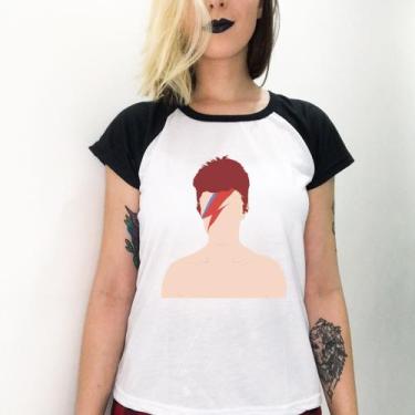 Imagem de Camiseta Raglan Branca Personalizada David Bowie Rock Cantor - Geek Ga