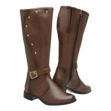 Imagem de bota montaria feminina ziper fivela - dona beja, Capuccino ref 221, 40