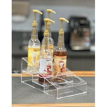 Imagem de Designstyles Rack organizador de xarope de café acrílico - 3 camadas 6 garrafas organizador de xarope de café - organizador de acrílico transparente para xaropes, vinho, refrigerante e cerveja