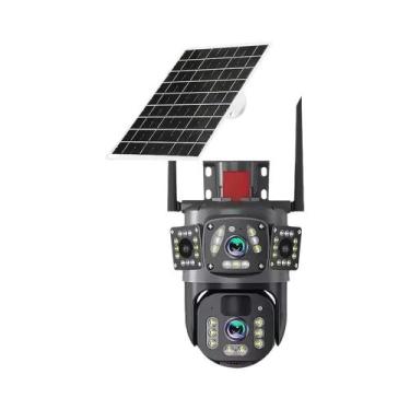 Imagem de Câmera Externa Sem Fio 4K De Lente Dupla Movida a Energia Solar WiFi C