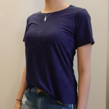 Imagem de blusa feminina suede manga curta basica lisa - moda filo, Marrom, P