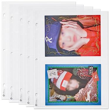 Imagem de hihaba Dois bolsos (20 x 14 cm) com 10 folhas, capas transparentes de bolso, páginas de refil de álbum de fotos para cartões fotográficos Kpop Idol, cartões de beisebol, cartões de troca, para fichário com 3 anéis