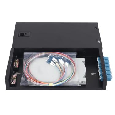 Imagem de LC-UPC 6 Duplex 12 portas de montagem na parede, kit LC-UPC monomodo (inclui trança de 1,2 metro e acoplador de fibra)