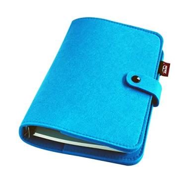 Imagem de A6/ A5 Capa de feltro com 6 furos, pasta de arquivo para fichário de visualização de anel redondo para protetores de folhas soltas/refil de caderno/scrapbooking/protetor de capa de fichário (azul