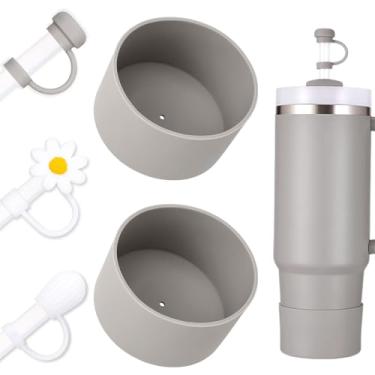 Imagem de DUNLAGUE Bota de silicone de 2 peças, capa de canudo de 3 peças para Stanley Quencher H2.0 567 g 850.5 g 1,134.0 g e IceFlow Flip 20 850.5 g, acessórios de correspondência de cores exatas para Stanley