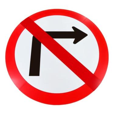 Imagem de Placa de Sinalização, Condomínio, Proibido Virar à Direita, 60cm, em ACM 3mm (alumínio composto)