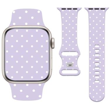 Imagem de Watbro Pulseira moderna de relógio estética de bolinhas compatível com Apple Watch de 38 mm, 40 mm, 41 mm, 42 mm, 44 mm, 45 mm, 49 mm, feminina, masculina, design fofo de silicone macio para Apple