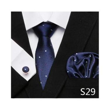 Imagem de Conjunto de Abotoaduras e Gravata Xadrez Vermelha para Homens - Ideal 