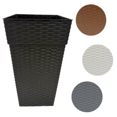 Imagem de Vaso Rattan Quadrado Plástico Decorativo Cores - PlasNew