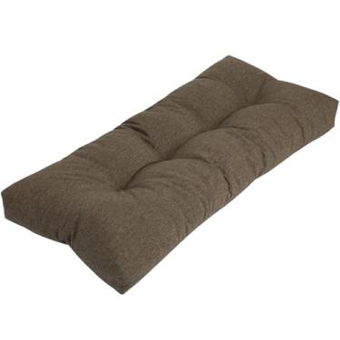 Imagem de FUNHOME Almofada de banco de pátio 106 x 45 cm, antiderrapante resistente à água, almofada de sofá adornada para jardim, balanço, sofá, janela, vime, varanda frontal (marrom)