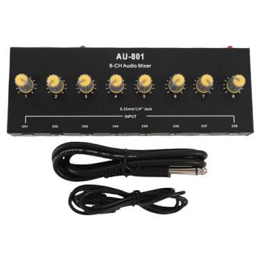 Imagem de Fabater Mini Mixer de áudio, Mixer de Linha Estéreo de 8 Canais, Controle de Microfone Independente de 6,5 Mm Com Controle de Volume para Guitarra, Baixo, Teclado, Gravação
