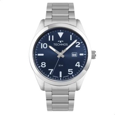 Imagem de Relógio Masculino Technos Prata Azul Analógico 2115UAI/1A