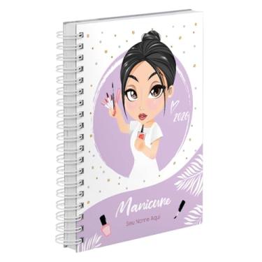 Imagem de Agenda Comercial 2026 Personalizada Capa Dura Manicure Morena Cores (Lilás)