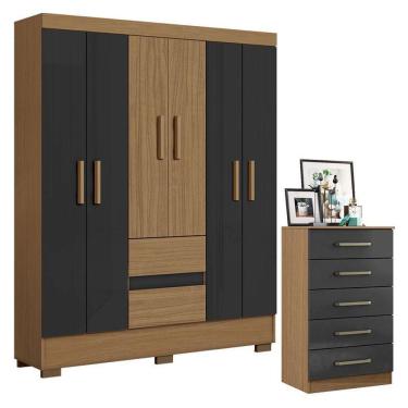 Imagem de Cômoda 2014140 E Guarda Roupa Casal Coimbra 2005138 Atacama Grafite - Aramóveis