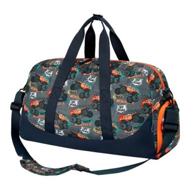 Imagem de Choco Mocha Bolsa de viagem infantil para meninos – Bolsas noturnas para viagem, academia, festa do pijama, meninos de 9 a 12 anos, 6 a 8 anos, Monster Truck Laranja, Large