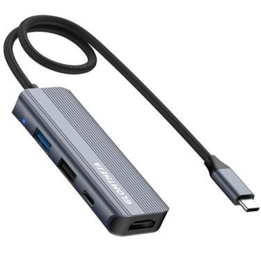 Imagem de Glomtheia Hub USB C, adaptador multiportas USB C 4 em 1 com HDMI 4K, USB 3.0, USB 2.0, PD 100W, para MacBook Pro/Air, Dell XPS, Lenovo Thinkpad e mais