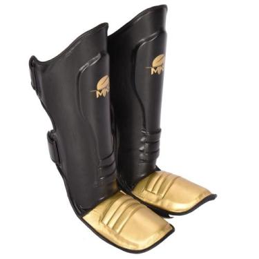 Imagem de Caneleira MKS Armour Kickboxing Muay thai Preto/Dourado, P