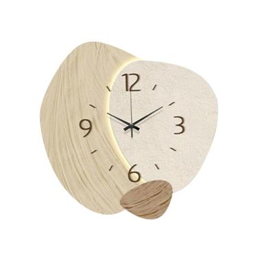 Imagem de Ｂｅｓｇａ Relógio de Parede Nórdico para Crianças Relógio de Parede Decorativo Elegante Decoração de Parede Simples para Berçário Banheiro Quarto Infantil Quart, madeira, Tamanho real