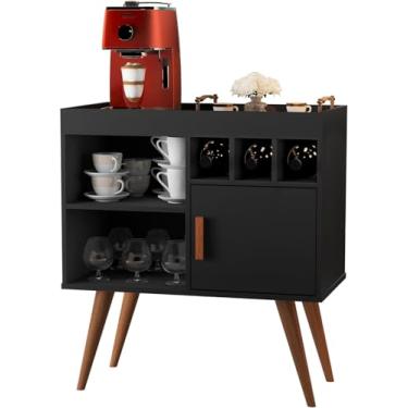 Imagem de Aparador Buffet Balcão Paris Sala Retrô 1 Porta Cantinho Do Café (Preto)