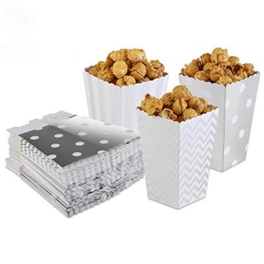 Imagem de Tvoip — Caixa de lembrancinha de ouro dourado/prata/ouro rosa com estampa de pipoca, decoração de Natal, lembrancinha de festa, Prata