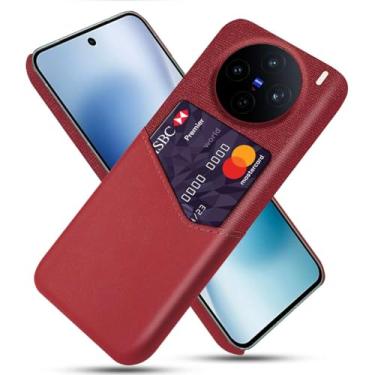 Imagem de Capa para VIVO X200S,Anti-deslizamento,Proteção contra quedas de 360°,Resistência à impressão digital,Tela e caso de couro PU com 1 slot de cartão atrás-Red