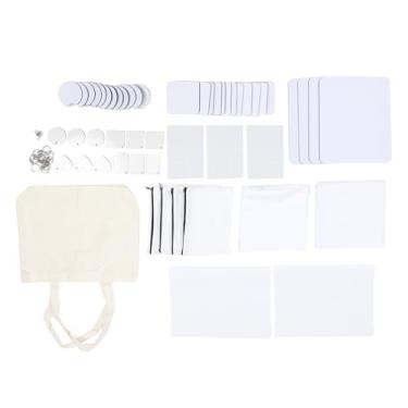 Imagem de Yosoo 77pcs Sublimação Em Branco Conjunto, Almofadas de Mouse, Copos de Xícara, Sacos de Maquiagem, Chaveiros, para Decorações da Moda Com 3 Espaços Em Branco de Sublimação para