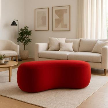 Imagem de Puff Feijão Orgânico Moderno 100cm Escultural Suede Curvo - Divani, Ve