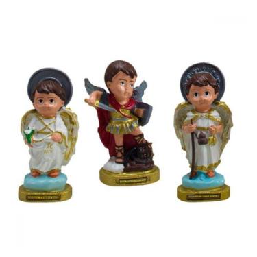 Imagem de Kit Imagem Três Arcanjos Bebê em Borracha 16cm - Gici Decor
