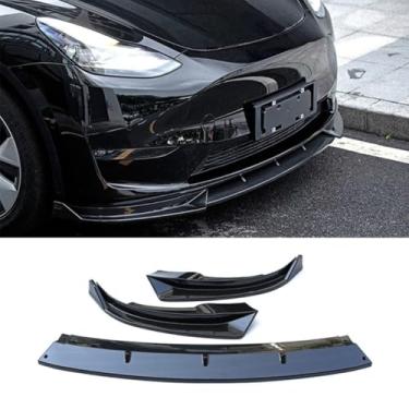 Imagem de Peça de modificação do difusor de lábio do spoiler do para-choque dianteiro do carro compatível com o modelo Y 2019-2023 Acessórios de capa protetora de para-choque (aparência de carbono)