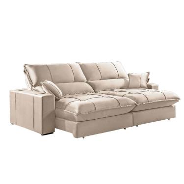Imagem de Sofá Zeus Reclinável Retrátil Pillowtop E Espuma D28 Zarat Bege