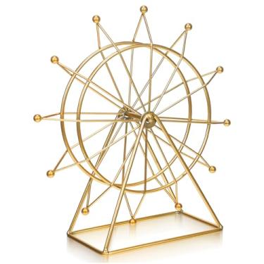 Imagem de SEWACC Modelo de roda gigante de ferro, decoração de roda gigante, ornamentos de mesa, decorações de casa para sala de estar, 23 x 21 x 9 cm