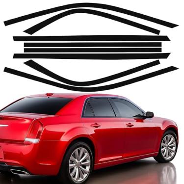 Imagem de MusTree Kit de envoltório de vinil cromado para Chrysler 300 2015-2023 Acessórios Acabamento de janela lateral com película blackout preta brilhante
