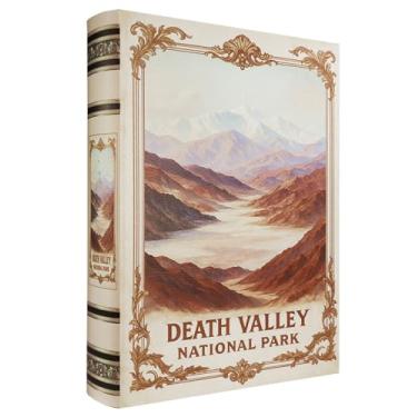 Imagem de XIAOAIKA Caixa decorativa de madeira – Caixas de livros falsas vintage com design de parque nacional, armazenamento secreto com fecho magnético, capa de couro, perfeita para estante de livros de