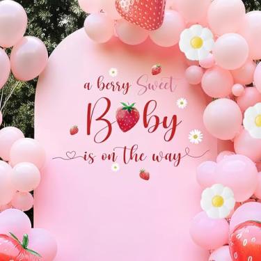 Imagem de Decalque A Berry Sweet Baby Is On The Way - Decorações A Berry Sweet Baby Is On The Way, Decorações de chá de bebê Berry Sweet, decoração de primeiro aniversário de morango para menina, suprimentos de