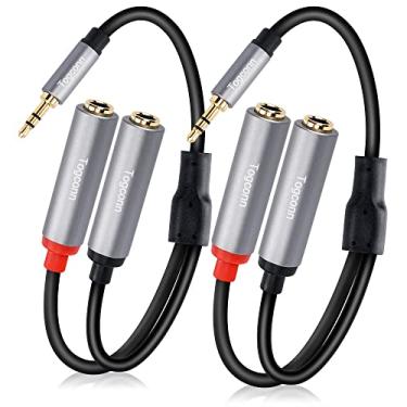 Imagem de Togconn TRS de 3,5 mm para divisor Y estéreo duplo de 6,35 mm (pacote com 2). [Banhado a ouro 24K] Cabo de áudio macho de 1/20.3 cm para 2 x 1/10.2 cm mono fêmea (10 polegadas/25 cm)