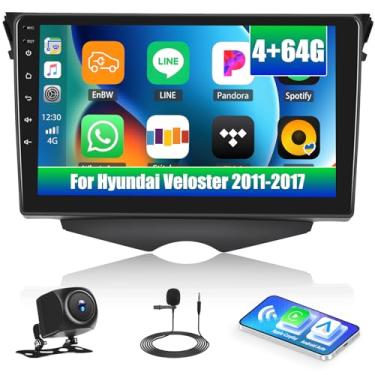 Imagem de [4+64G] Android 15 estéreo automotivo para Hyundai Veloster 2011-2017 com carro sem fio e Android Auto, rádio de carro de 23 cm com conexão espelhada, Bluetooth, FM/RDS WiFi, GPS, EQ, DSP SWC + AHD