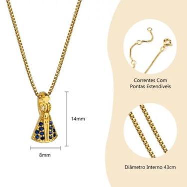 Imagem de Colar Nossa Senhora Aparecida Feminino Banhado a Ouro 18k com Pingente