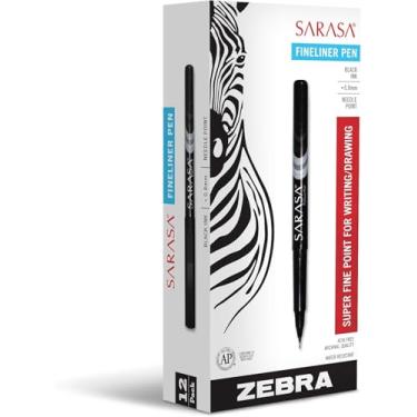 Imagem de Caneta Zebra Sarasa Fineliner, 0,8 mm, preta, 12 unidades (66110)