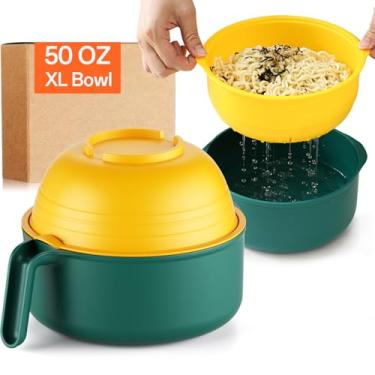 Imagem de MEACOLIA Conjunto de tigelas de ramen para micro-ondas (amarelo e verde, 1 pacote)